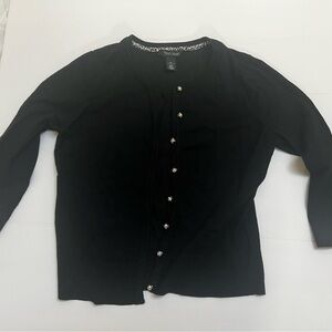 White House Black Market 3/4 sleeve Pearl Button Black Cardigan